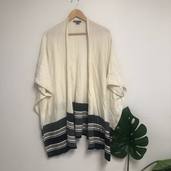 Vince Wool/Cashmere Striped Open Poncho Size M/L - Picture 2 of 7